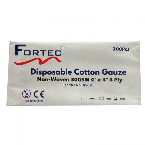 Cotton Gauze Non-Woven 30GSM 4" x 4" 4 Ply 200 Pcs/Pk
